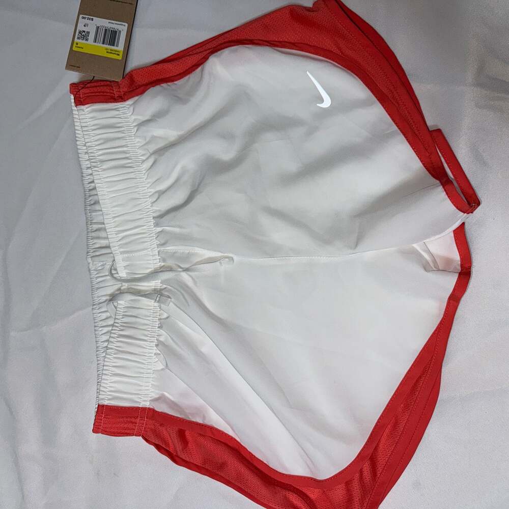 Nike Women's‎ Tempo Dry-FIT Red and White Mesh Running Shorts
